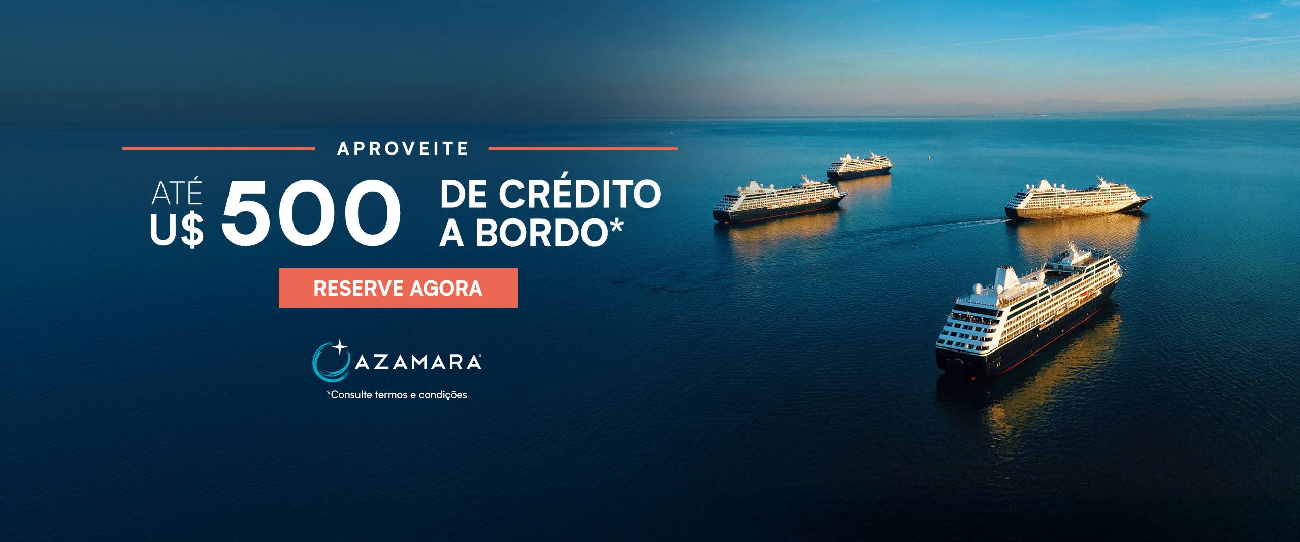 Promoção Azamara - Até U$500 de crédito a bordo
